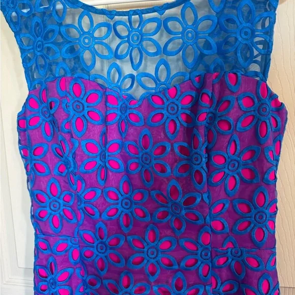 Lilly Pulitzer Selena Royce Blue Daisy Floral Eyelet Dress size 8 - Picture 4 of 6